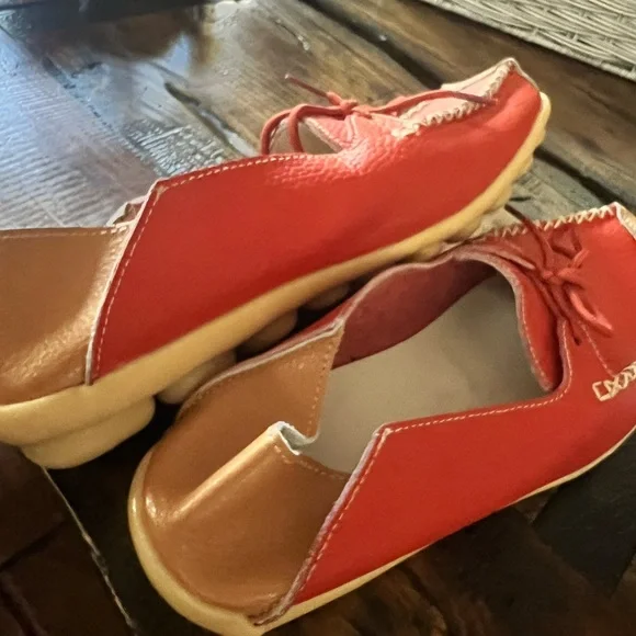 Red and Tan Leather Moccasins - Picture 5 of 5